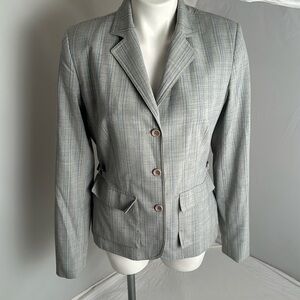 Express Design Studio gray and blue pinstripe fitted blazer 12